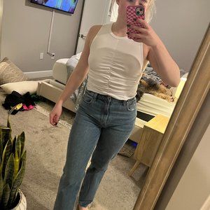 White Ruched Zara Tank WITH TAGS ON